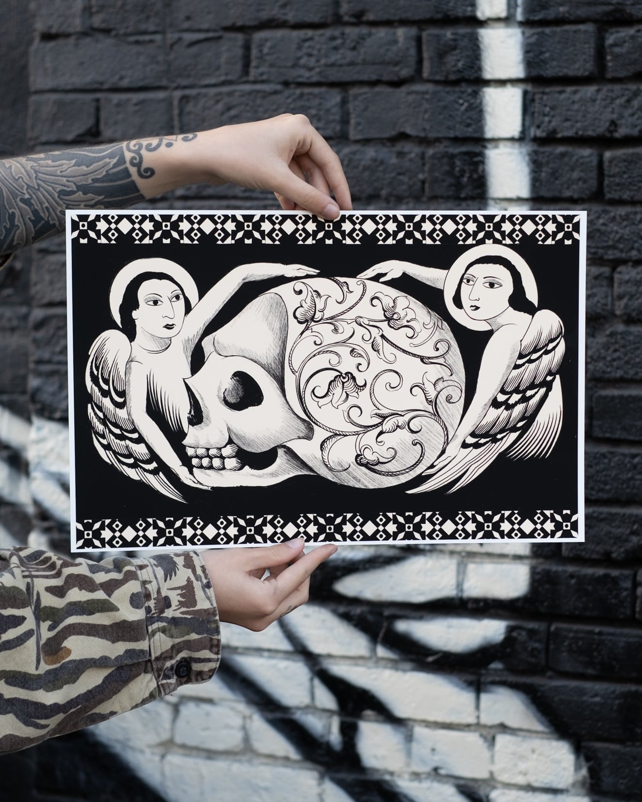Cráneo con Ángeles Giclée Print